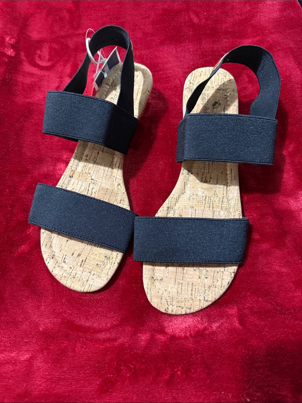 Tommy Bahama Black Elastic Cork Footbed Women's Sandals Size 9